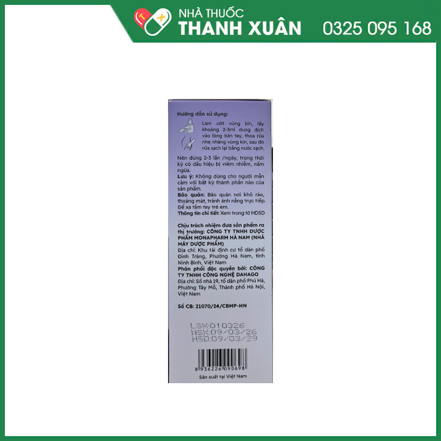 Dung dịch vệ sinh Gynofen New giúp vệ sinh vùng kín hằng ngày, ngăn ngừa viêm nhiễm nấm ngứa, cân bằng pH âm đạo